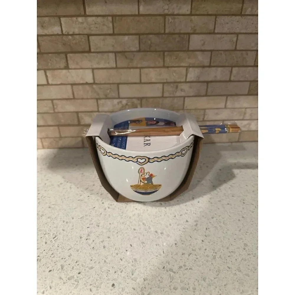 New Disney Pixar‎ Ratatouille 20-Ounce Ceramic Ramen Bowl and Chopstick Set